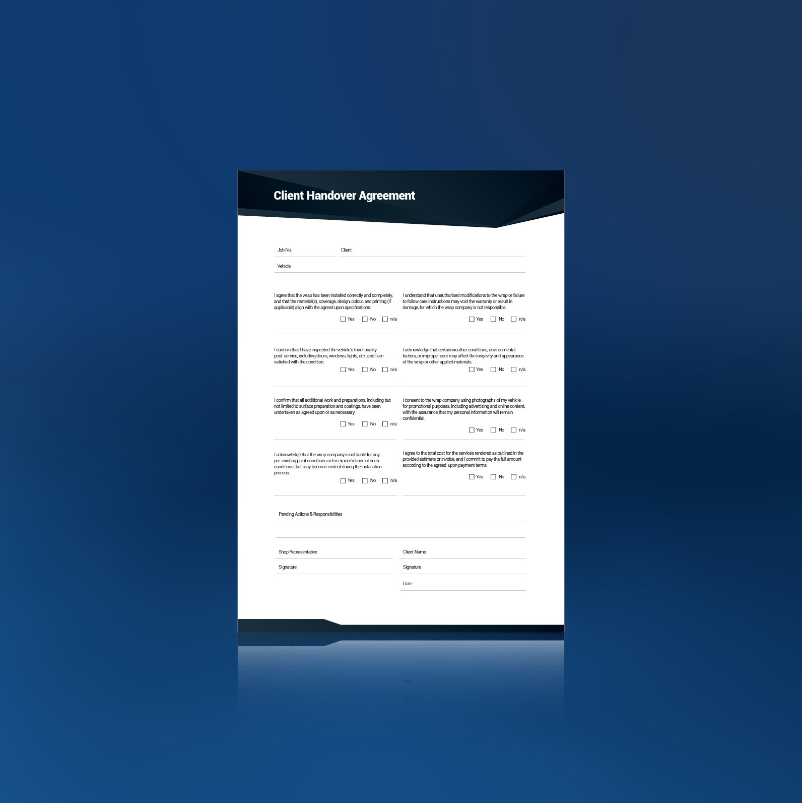 Client Handover Form