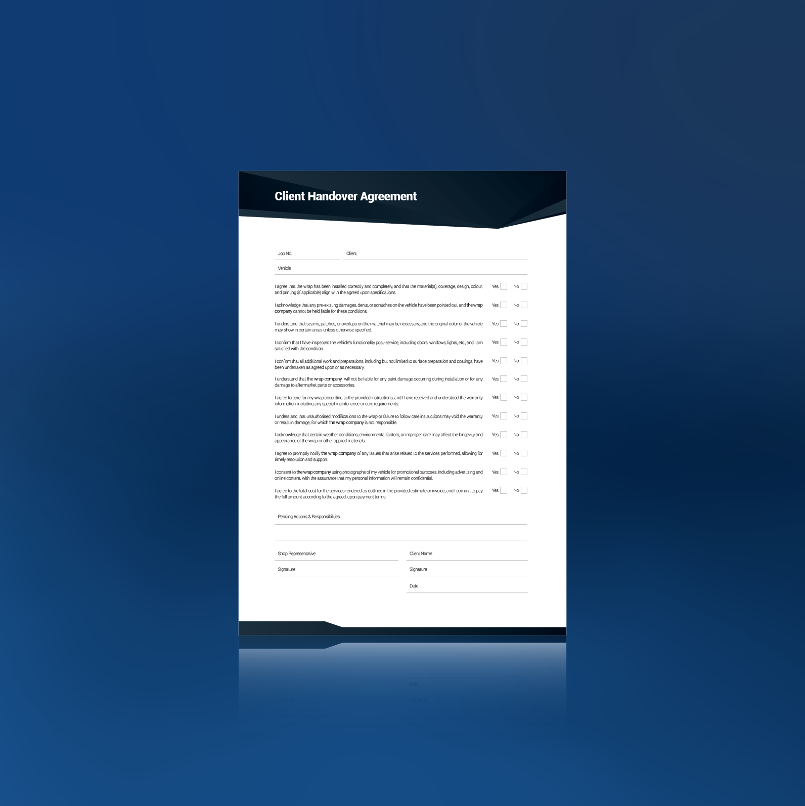 Client Handover Form